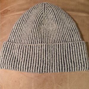 Gray and Cream Striped Beanie